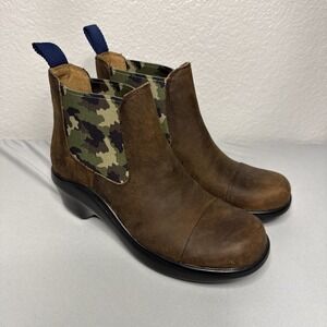 Ariat Brown Leather Chelsea Boot Womens 7B Pull-On Camo Slip On Clog
